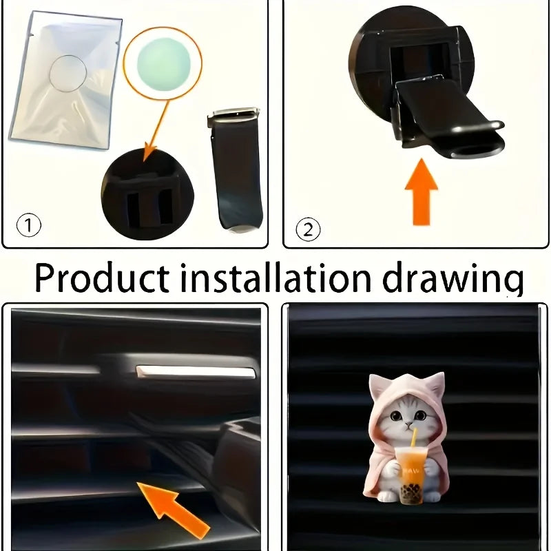 Cat-Shaped Car Vent Clip Air Freshener